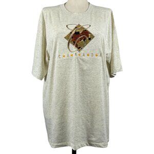 Vintage Cityscape Canada Graphic T-Shirt Size XLHeathered Gray Maple Leaf Tee